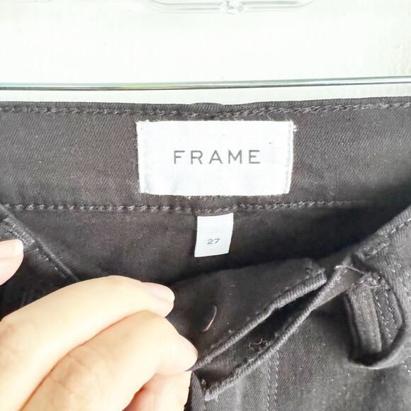 FRAME Ali High Rise Ankle Skinny Jeans Noir Black Classic Stretch Size 27 - Picture 7 of 12